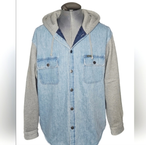 Supreme FW22 | Denim | Button Up | Quilted Fleece | 90s Style Gray Hooded Jacket - Picture 5 of 16